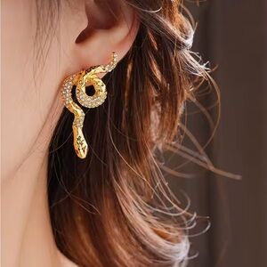 Snake Serpent Earrings Crawler Gold Clear Alexis Bittar STYLE N13